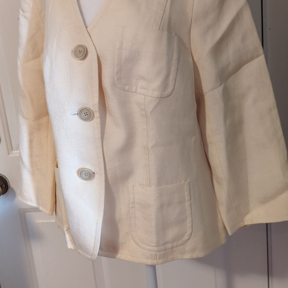 Talbots Cream Champagne Blazer Lined Jacket 16 Career Buttons - Picture 3 of 14